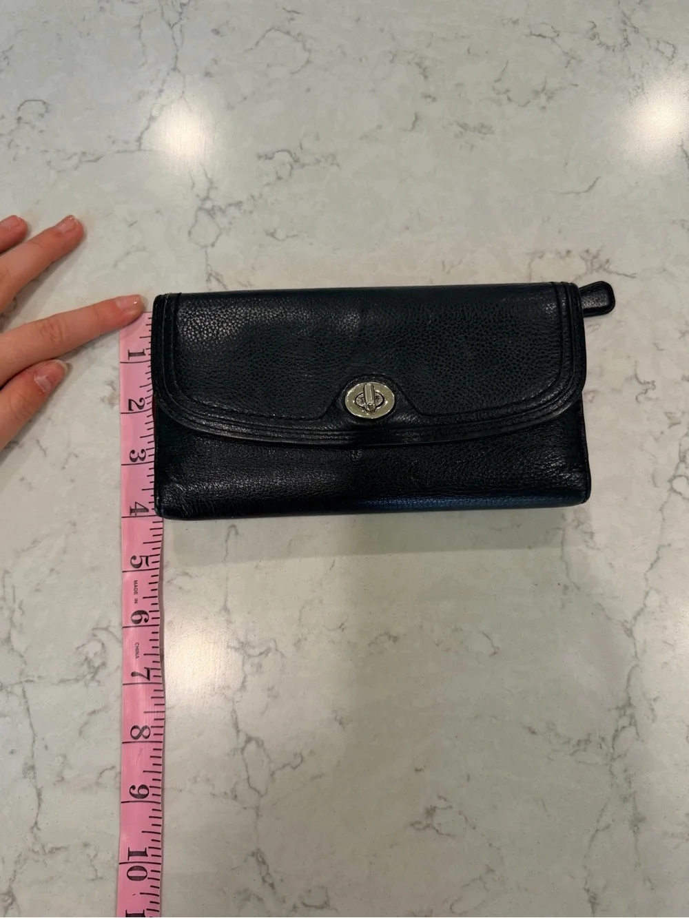 COACH Black Leather Trifold Park Leather Checkbook Wallet